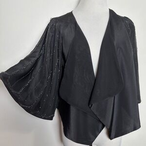 MM Couture Miss Me Black‎ Beaded Jacket M Cropped Shrug Evening Going Out